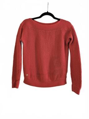 Women's Ralph Lauren Vibrant Coral Red Textured Knit Sweater Size XS